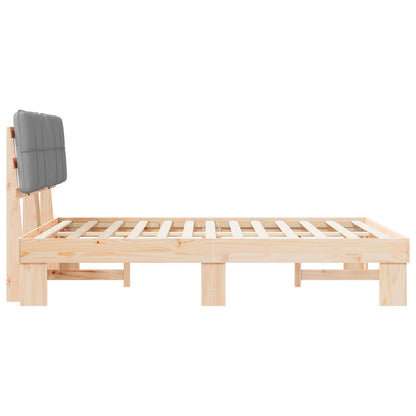 vidaXL Bed Frame with Upholstered Headboard Natural and Light Grey