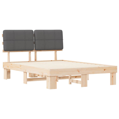 vidaXL Bed Frame with Upholstered Headboard Natural and Dark grey