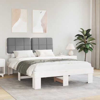 vidaXL Bed Frame with Upholstered Headboard White and Light grey