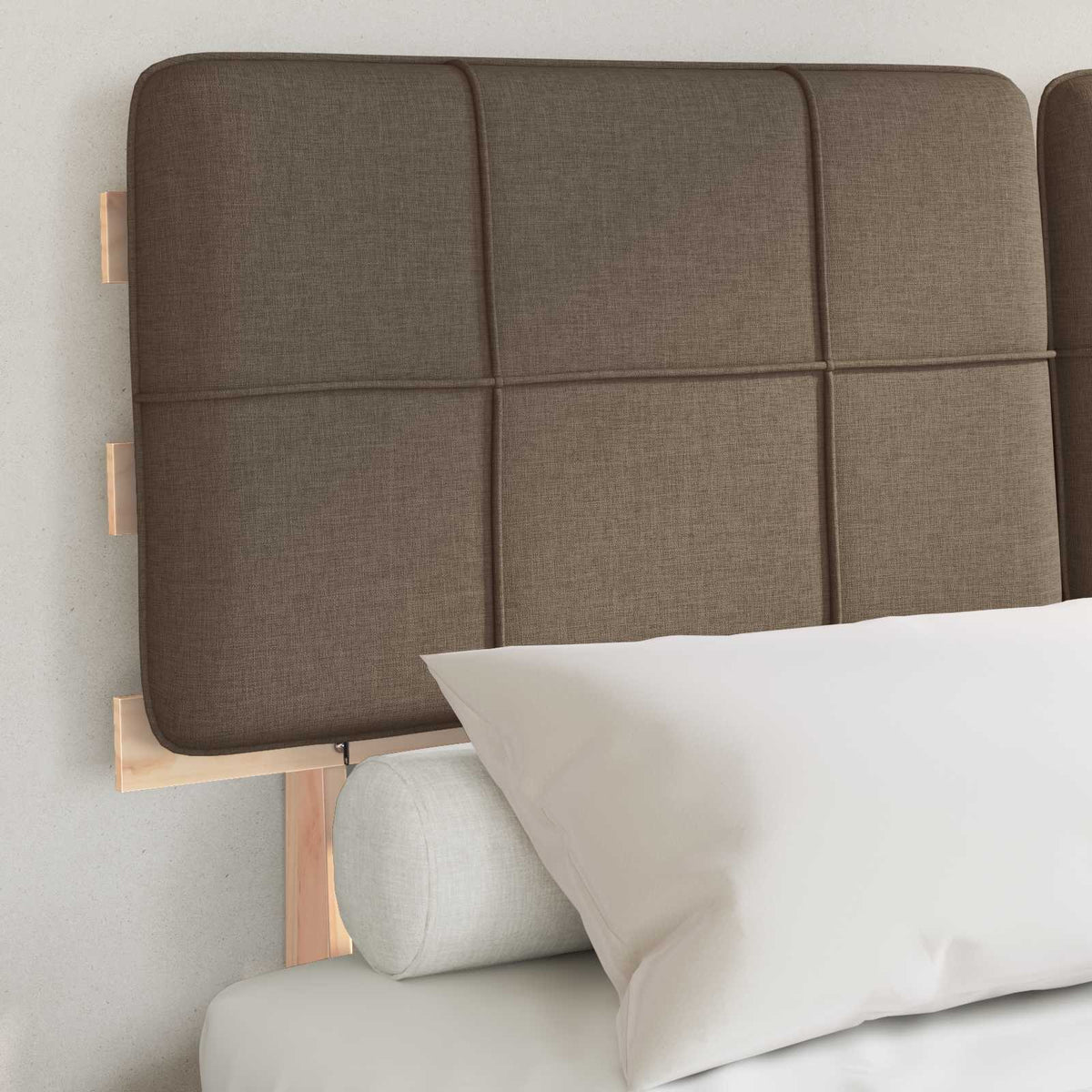 vidaXL Bed Frame with Upholstered Headboard Natural and Taupe