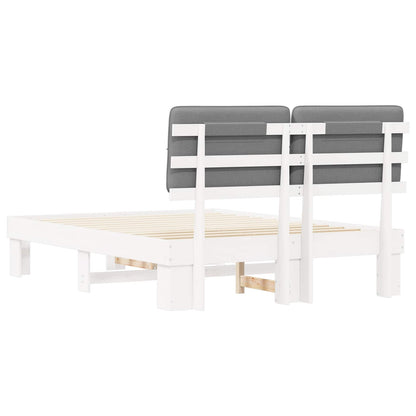 vidaXL Bed Frame with Upholstered Headboard White and Light grey