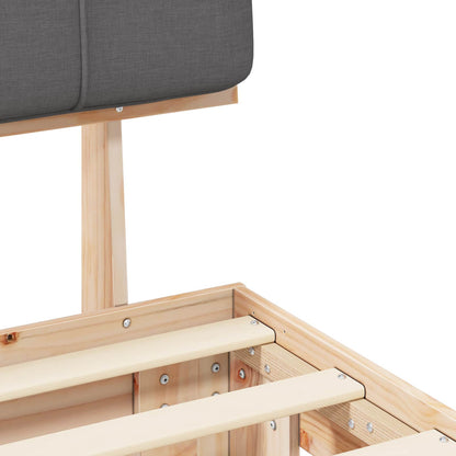 vidaXL Bed Frame with Upholstered Headboard Natural and Dark grey