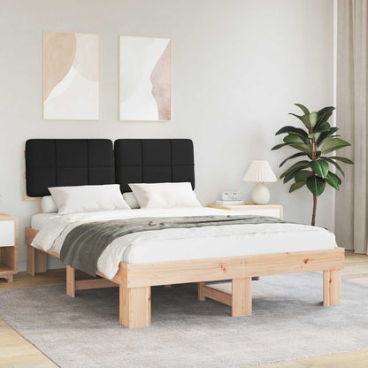 vidaXL Bed Frame with Upholstered Headboard Black 135 x 190 cm