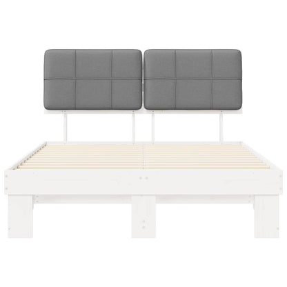 vidaXL Bed Frame with Upholstered Headboard White and Light grey