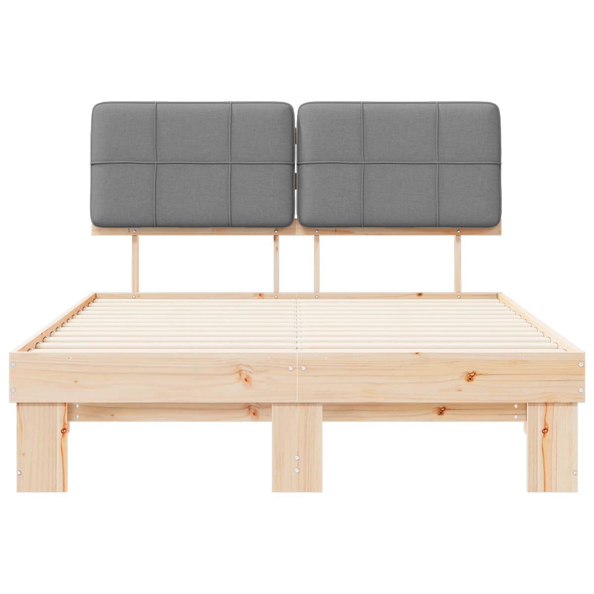 vidaXL Bed Frame with Upholstered Headboard Natural and Light Grey