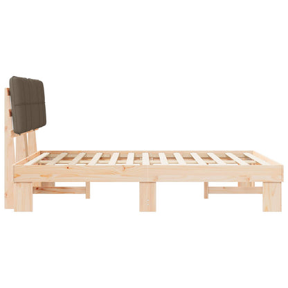 vidaXL Bed Frame with Upholstered Headboard Natural and Taupe