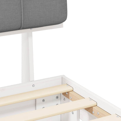 vidaXL Bed Frame with Upholstered Headboard White and Light grey