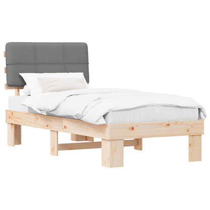 vidaXL Bed Frame with Upholstered Headboard Natural and Light Grey