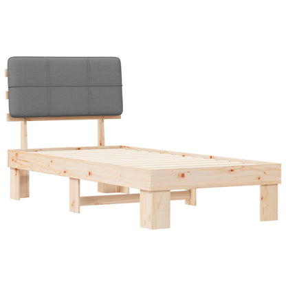 vidaXL Bed Frame with Upholstered Headboard Natural and Light Grey