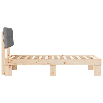 vidaXL Bed Frame with Upholstered Headboard Natural and Light Grey