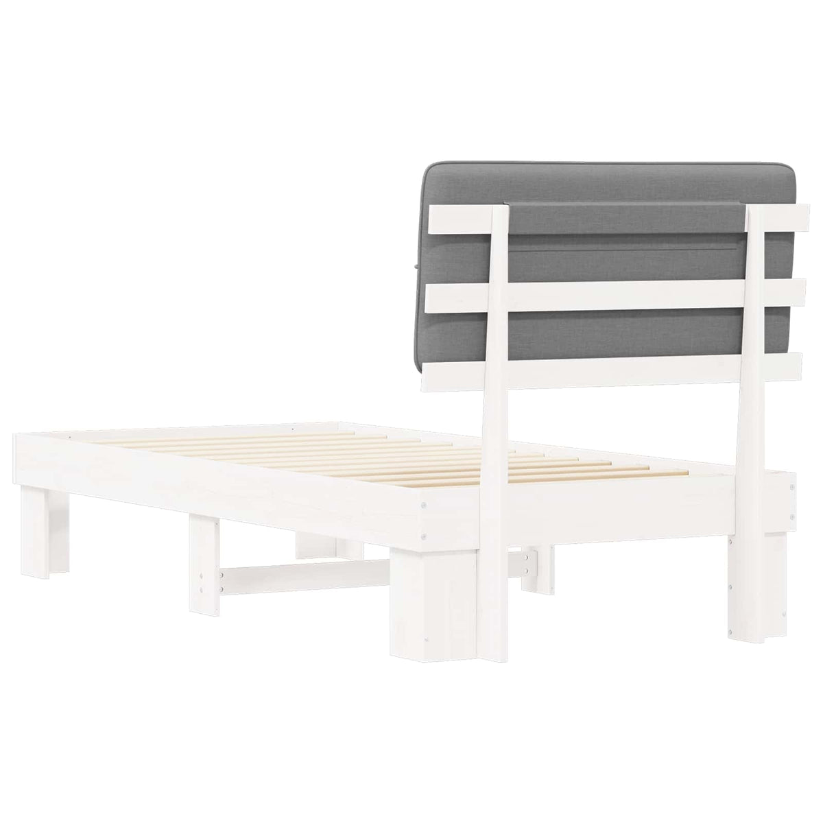 vidaXL Bed Frame with Upholstered Headboard White and Light grey