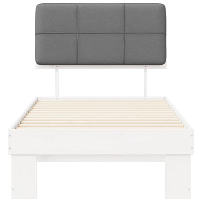 vidaXL Bed Frame with Upholstered Headboard White and Light grey