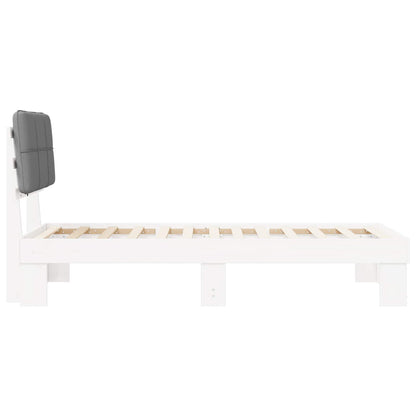 vidaXL Bed Frame with Upholstered Headboard White and Light grey