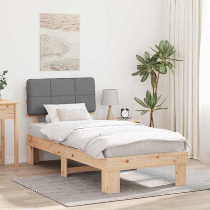 vidaXL Bed Frame with Upholstered Headboard Natural and Light Grey