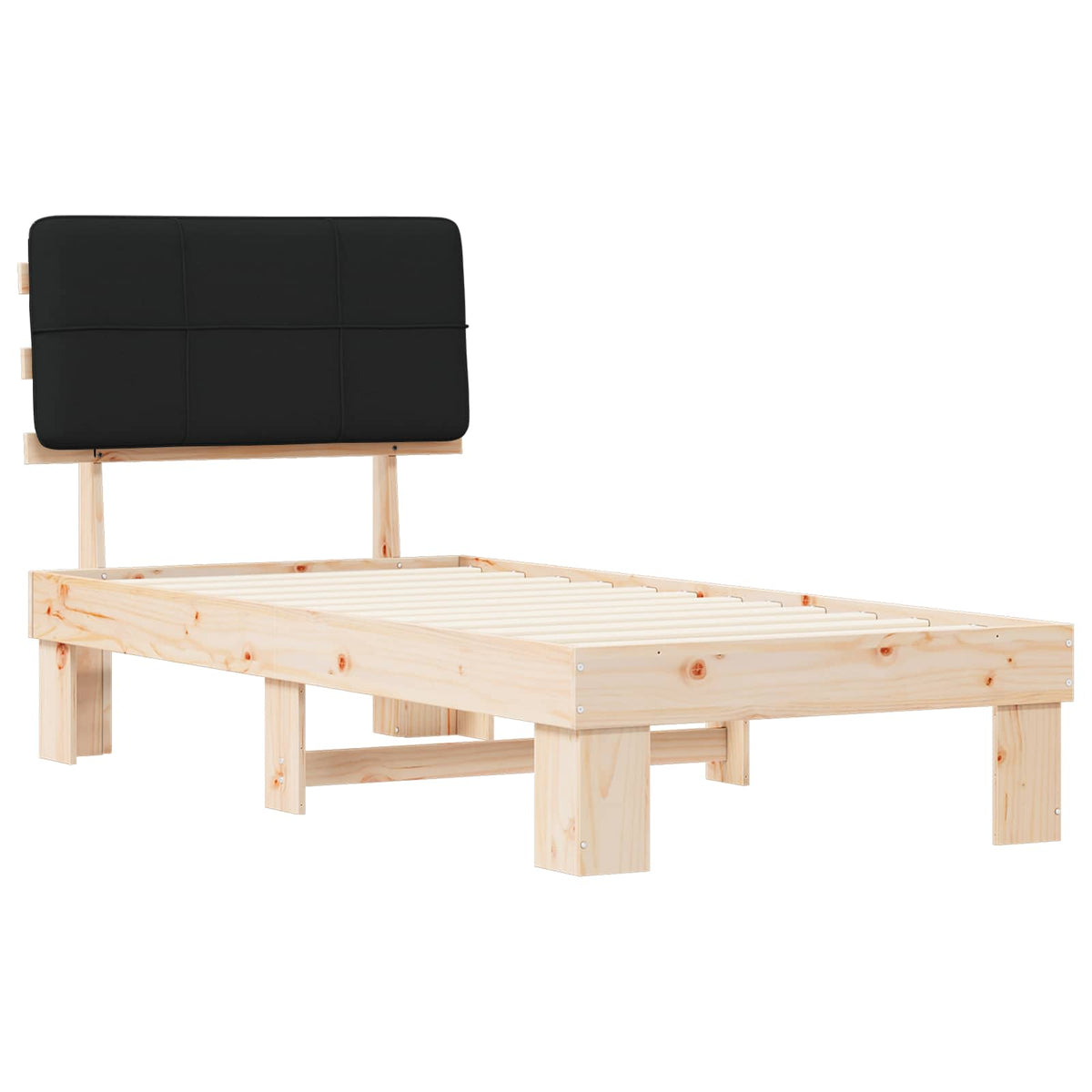 vidaXL Bed Frame with Upholstered Headboard Black 90 x 200 cm
