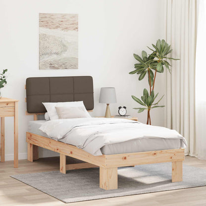 vidaXL Bed Frame with Upholstered Headboard Natural and Taupe