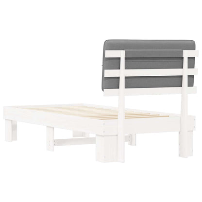 vidaXL Bed Frame with Upholstered Headboard White and Light grey