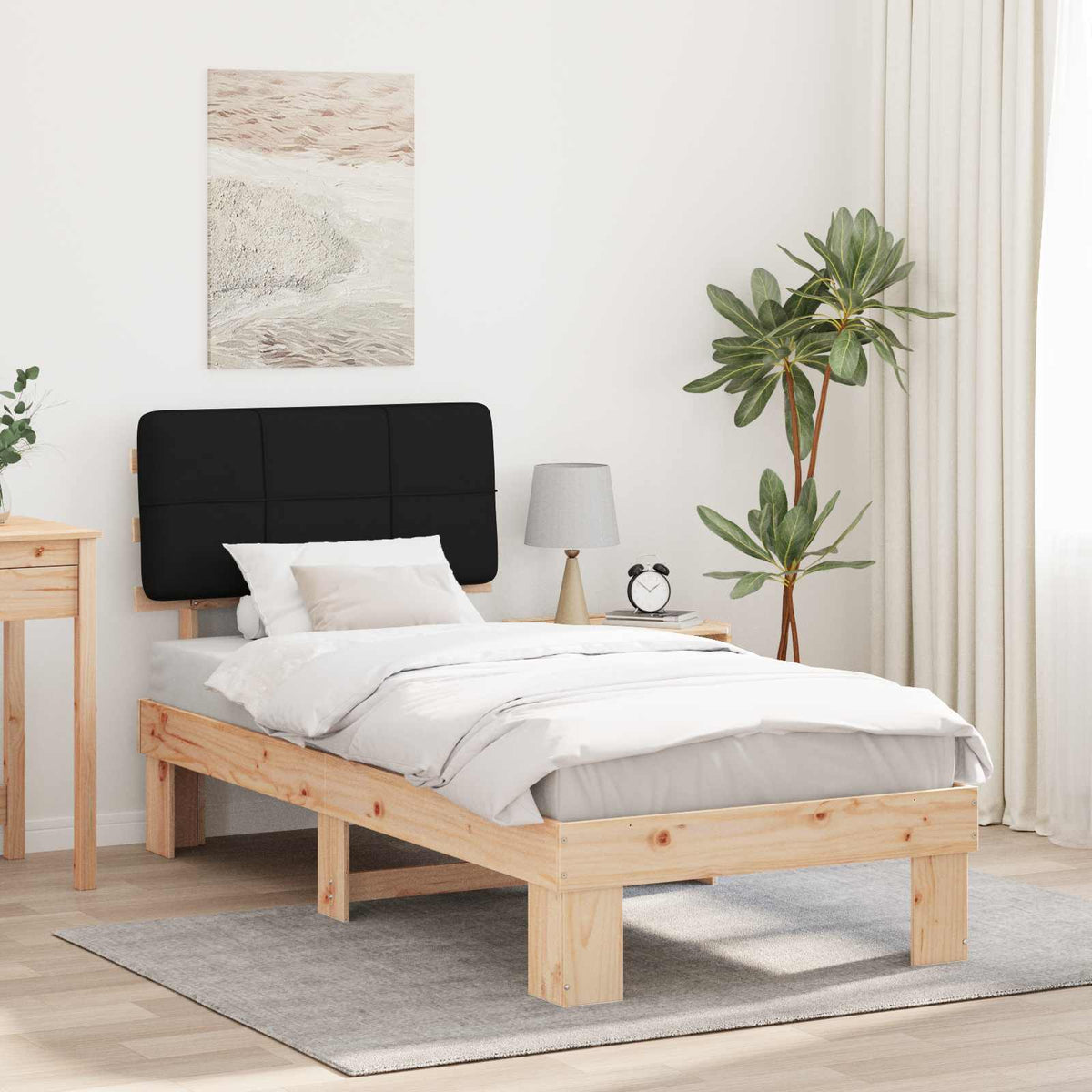 vidaXL Bed Frame with Upholstered Headboard Black 80 x 200 cm