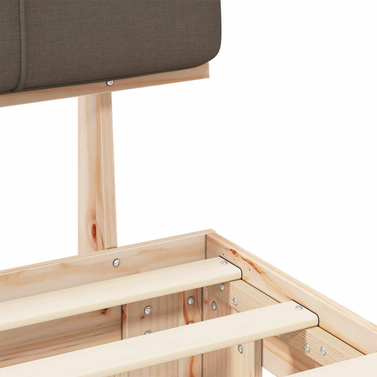vidaXL Bed Frame with Upholstered Headboard Natural and Taupe