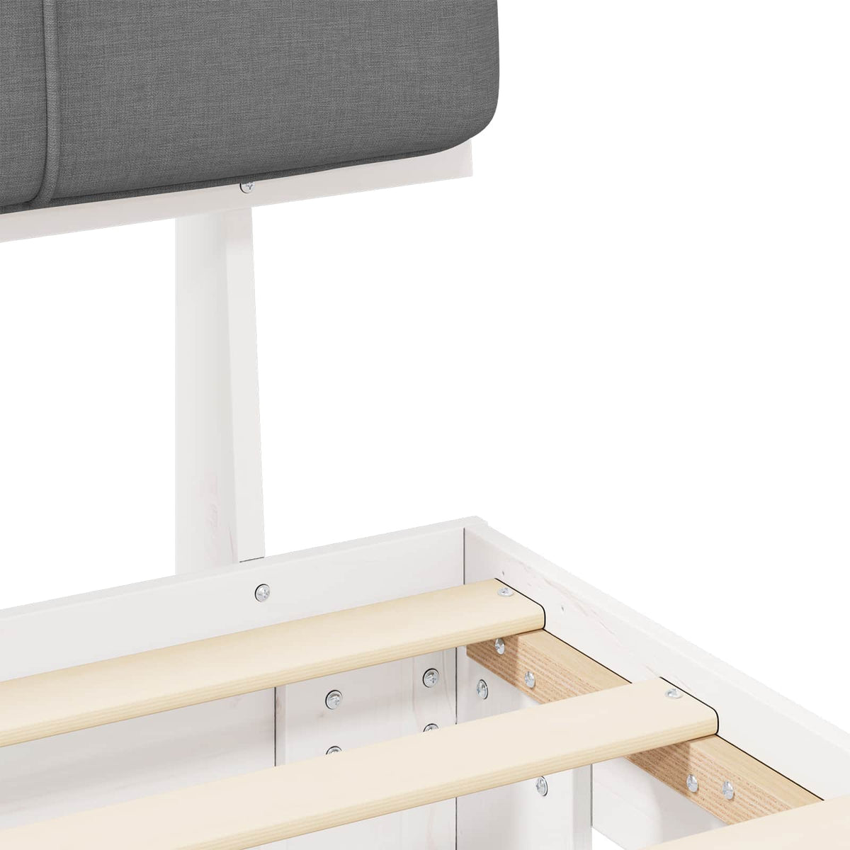 vidaXL Bed Frame with Upholstered Headboard White and Light grey