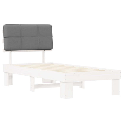 vidaXL Bed Frame with Upholstered Headboard White and Light grey
