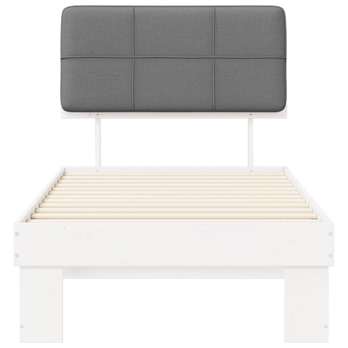vidaXL Bed Frame with Upholstered Headboard White and Light grey