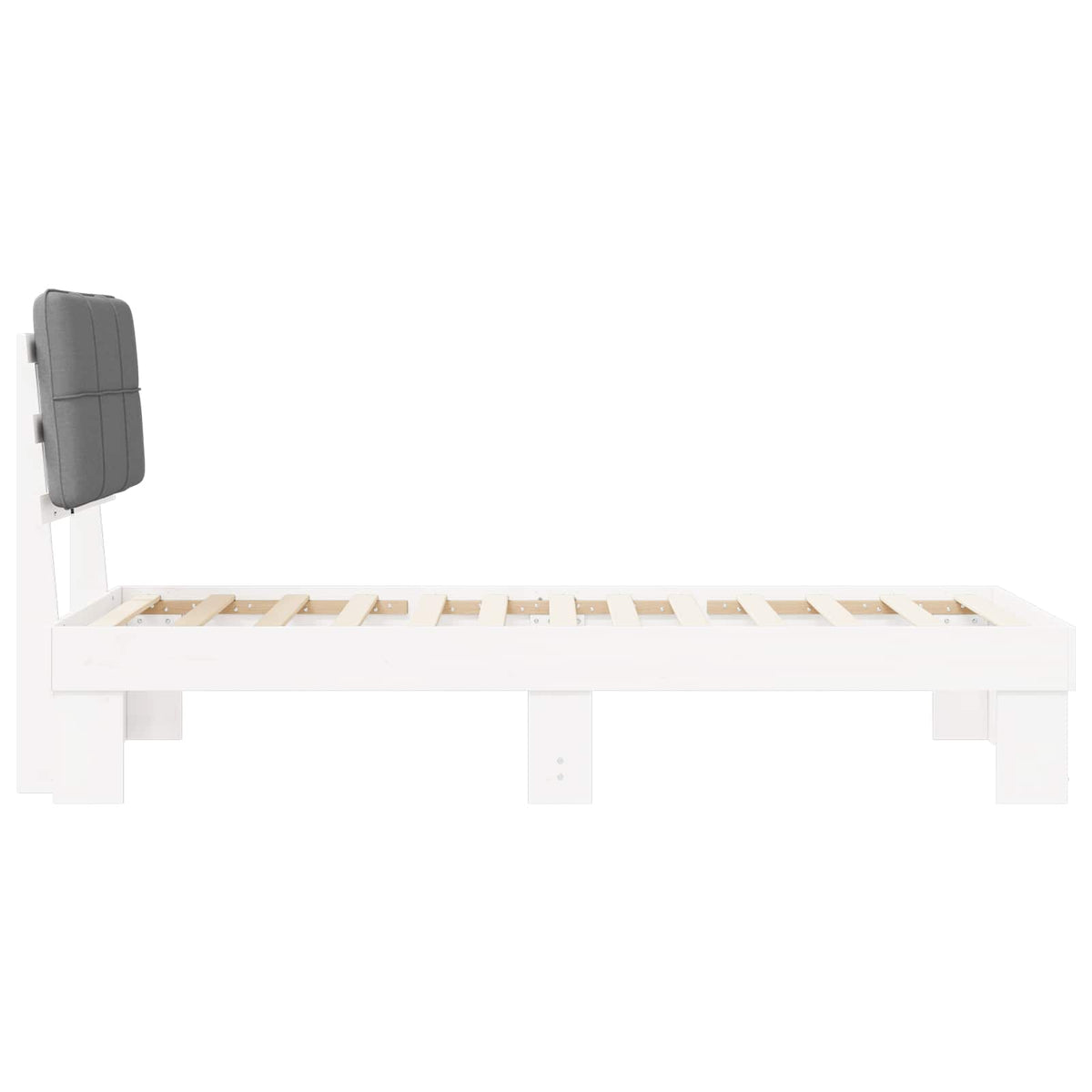 vidaXL Bed Frame with Upholstered Headboard White and Light grey