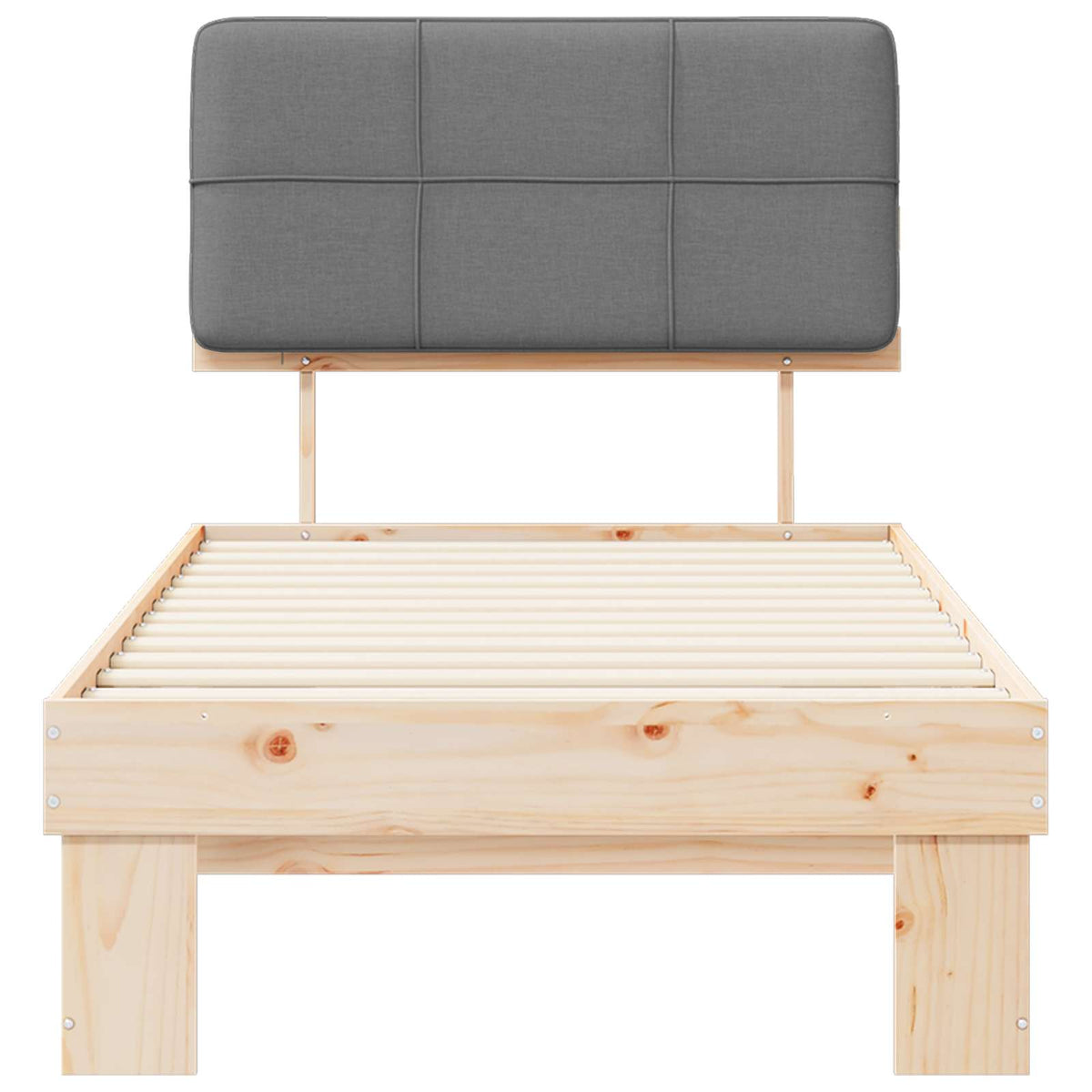 vidaXL Bed Frame with Upholstered Headboard Natural and Light Grey