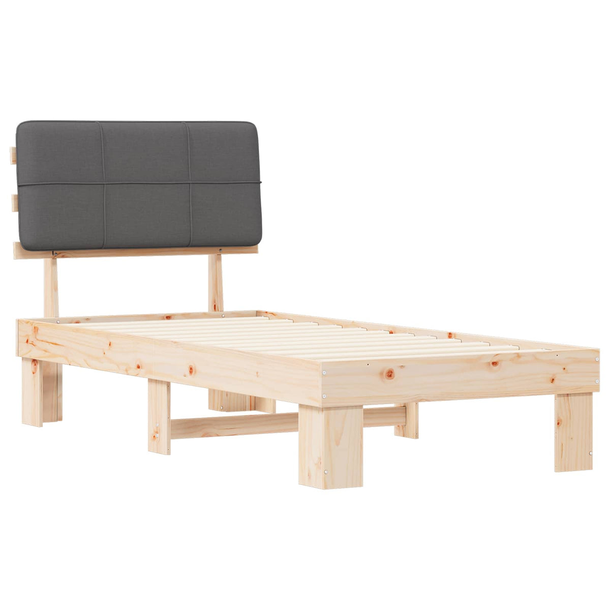 vidaXL Bed Frame with Upholstered Headboard Natural and Dark grey