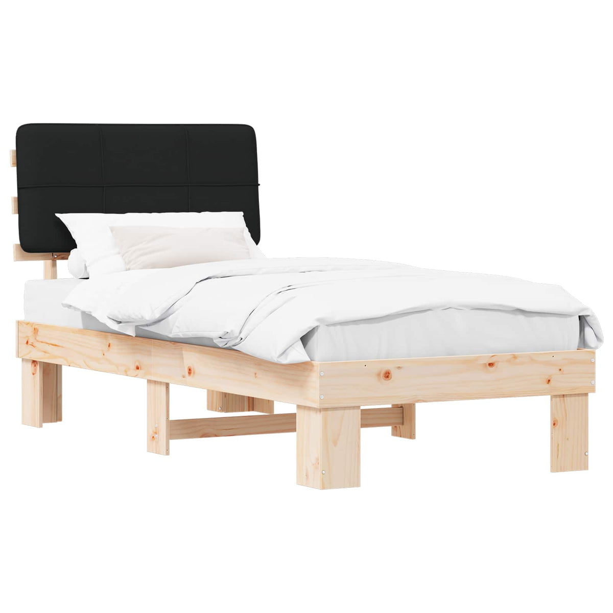 vidaXL Bed Frame with Upholstered Headboard Black 90 x 190 cm