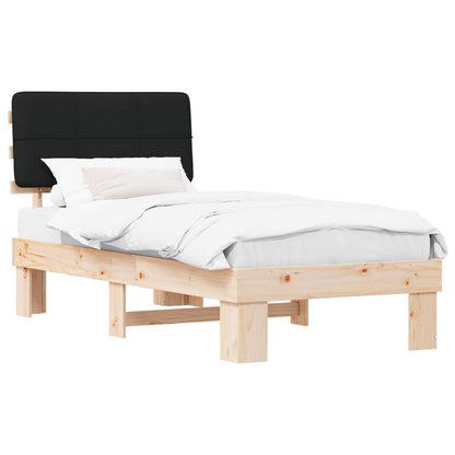 vidaXL Bed Frame with Upholstered Headboard Black 90 x 190 cm