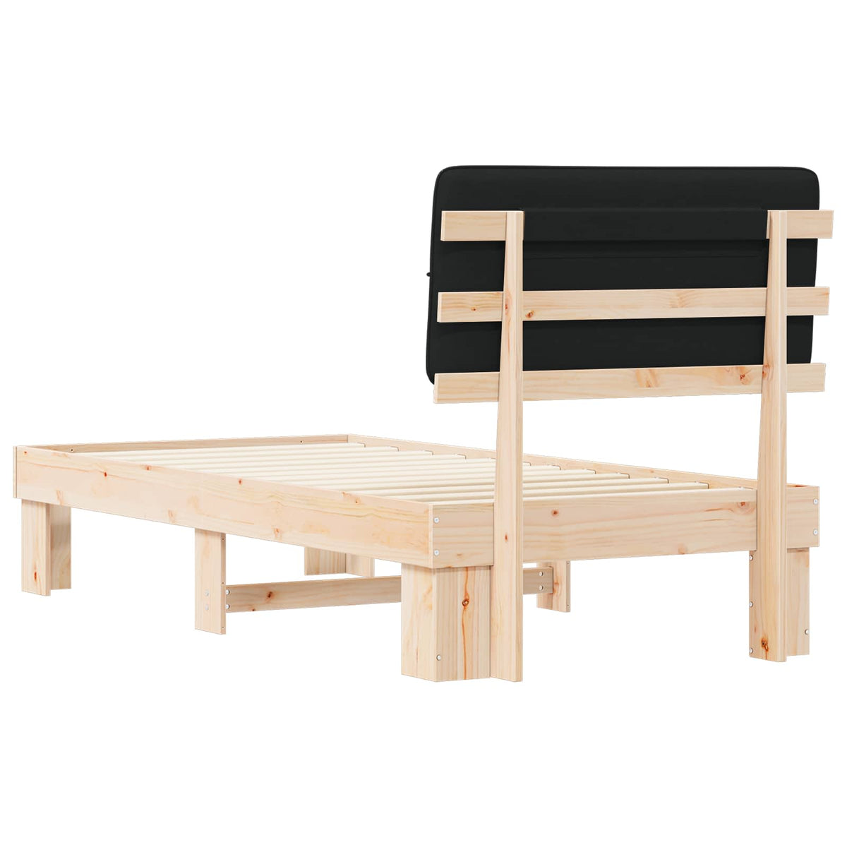 vidaXL Bed Frame with Upholstered Headboard Black 90 x 190 cm