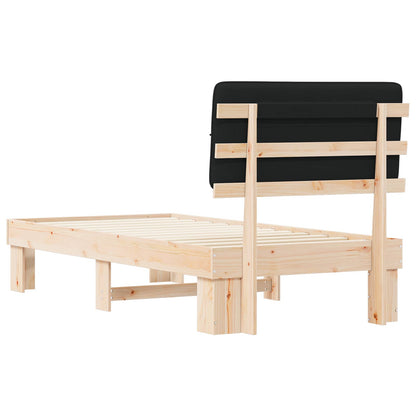 vidaXL Bed Frame with Upholstered Headboard Black 90 x 190 cm
