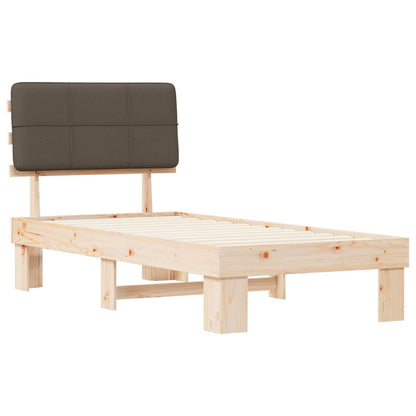 vidaXL Bed Frame with Upholstered Headboard Natural and Taupe