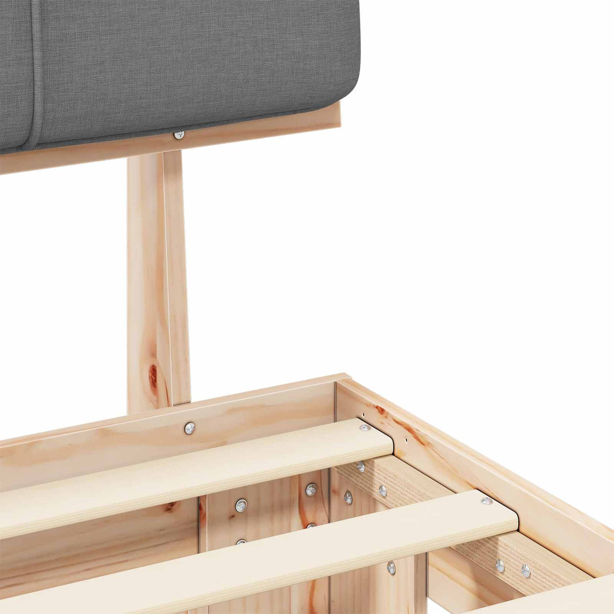 vidaXL Bed Frame with Upholstered Headboard Natural and Light Grey