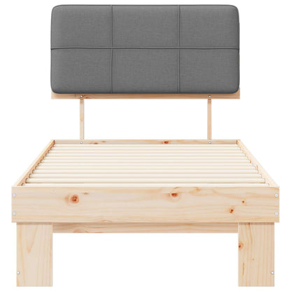 vidaXL Bed Frame with Upholstered Headboard Natural and Light Grey