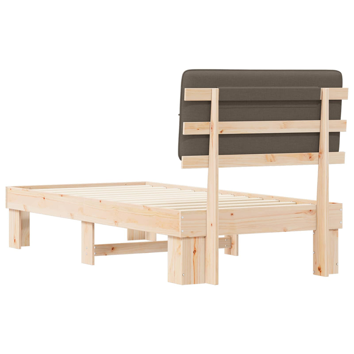 vidaXL Bed Frame with Upholstered Headboard Natural and Taupe