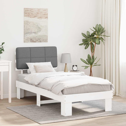 vidaXL Bed Frame with Upholstered Headboard White and Light grey