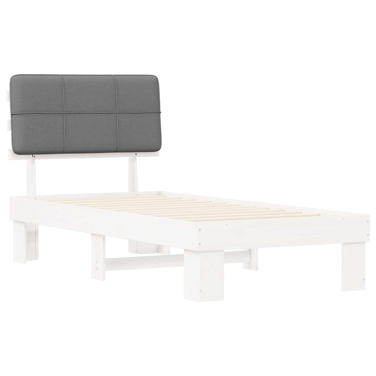 vidaXL Bed Frame with Upholstered Headboard White and Light grey