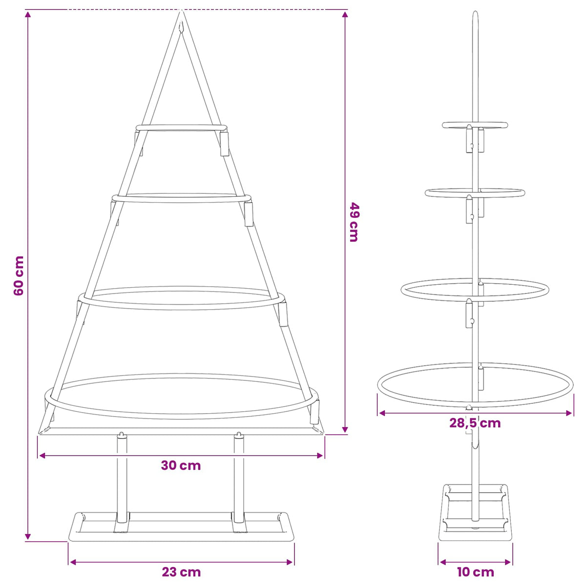 vidaXL Metal Christmas Tree with Stand Gold 60 cm Powder-coated steel