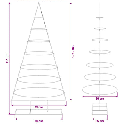 vidaXL Metal Christmas Tree with Stand Gold 209 cm Powder-coated steel