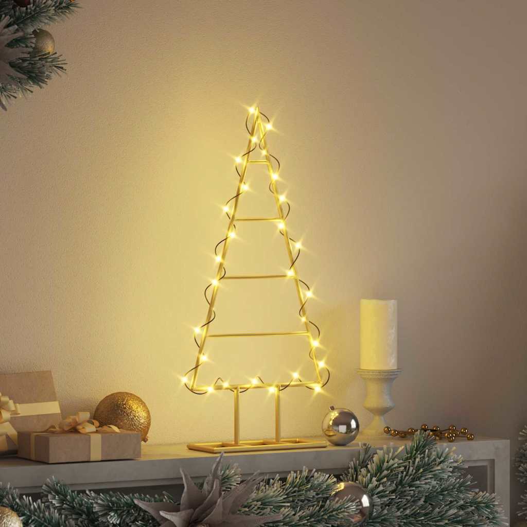 vidaXL Metal Christmas Tree with Stand Gold 60 cm Powder-coated steel
