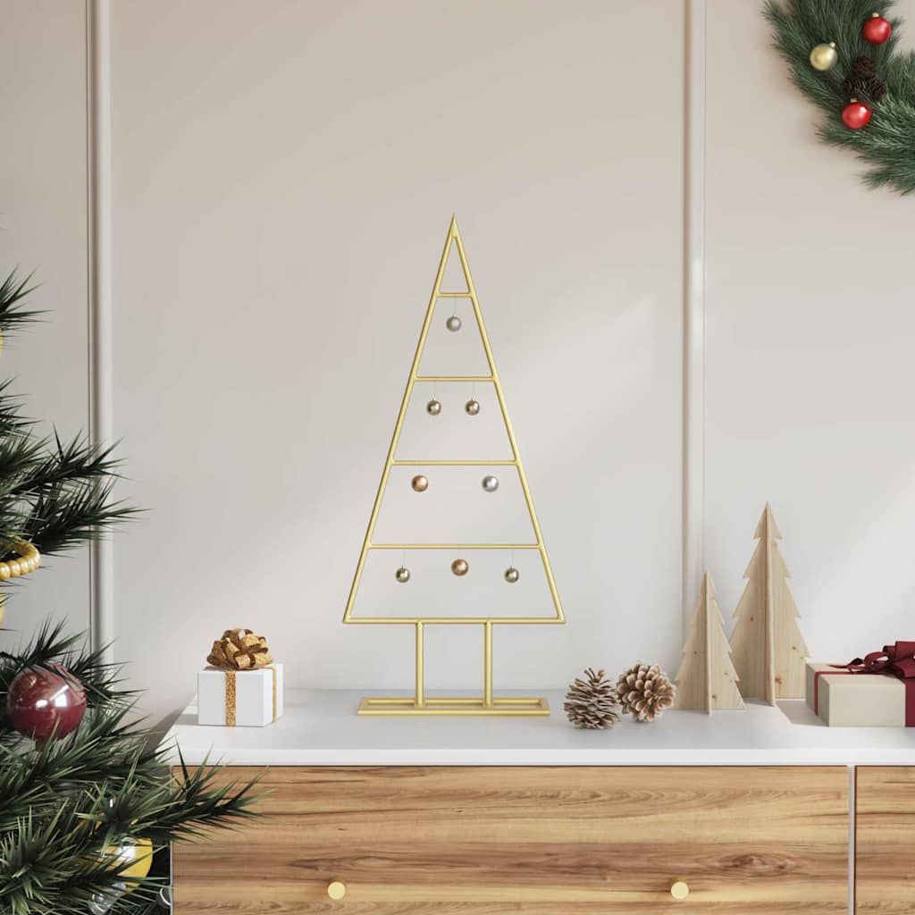vidaXL Metal Christmas Tree with Stand Gold 60 cm Powder-coated steel