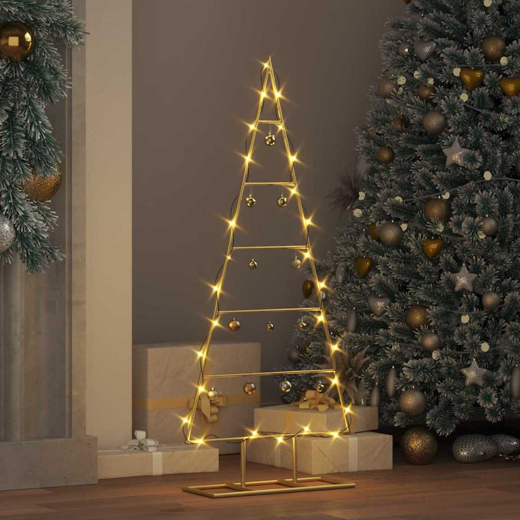 vidaXL Metal Christmas Tree with Stand Gold 90 cm Powder-coated steel