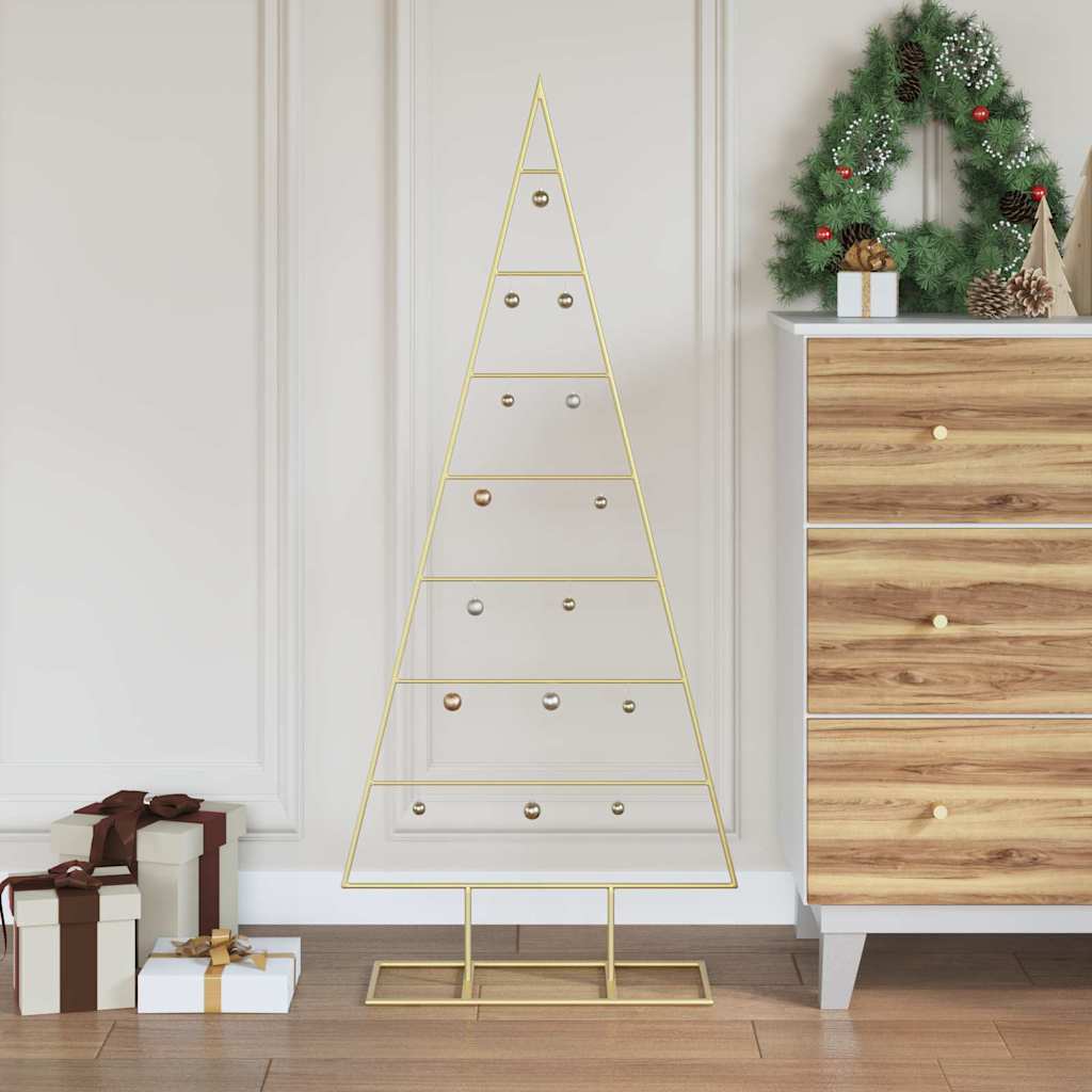 vidaXL Metal Christmas Tree with Stand Gold 125 cm Powder-coated steel