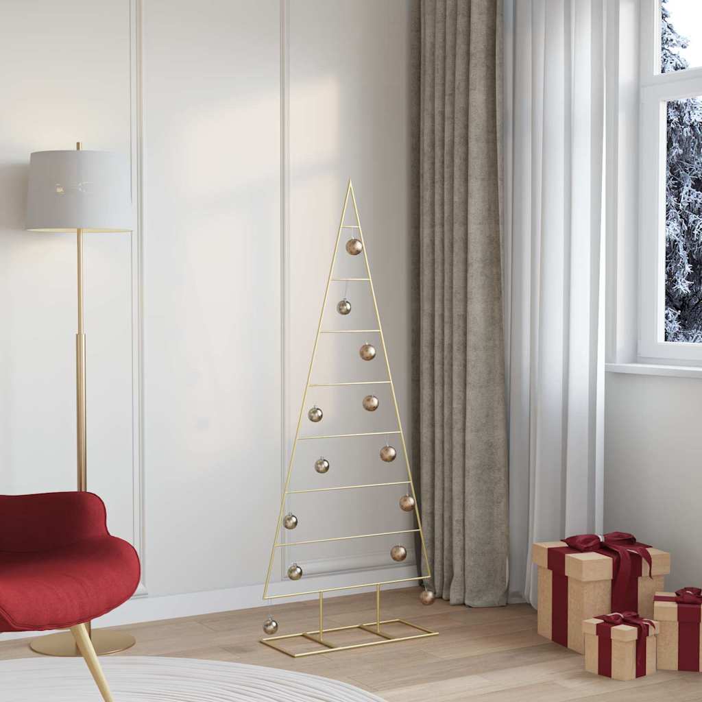 vidaXL Metal Christmas Tree with Stand Gold 150 cm Powder-coated steel