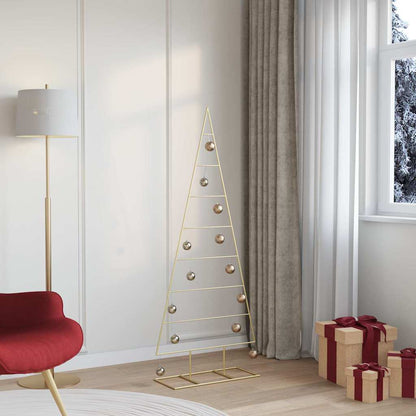 vidaXL Metal Christmas Tree with Stand Gold 150 cm Powder-coated steel