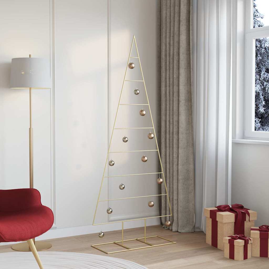 vidaXL Metal Christmas Tree with Stand Gold 181 cm Powder-coated steel