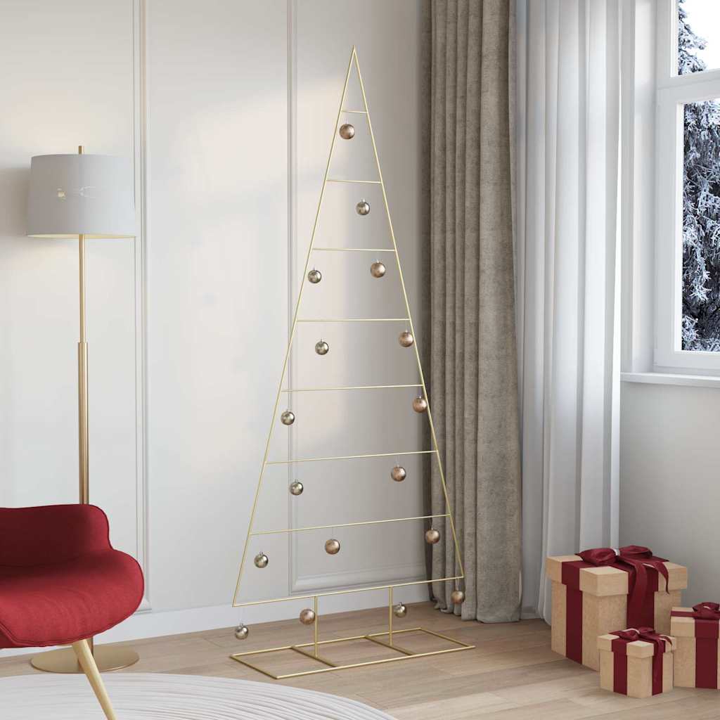 vidaXL Metal Christmas Tree with Stand Gold 211 cm Powder-coated steel