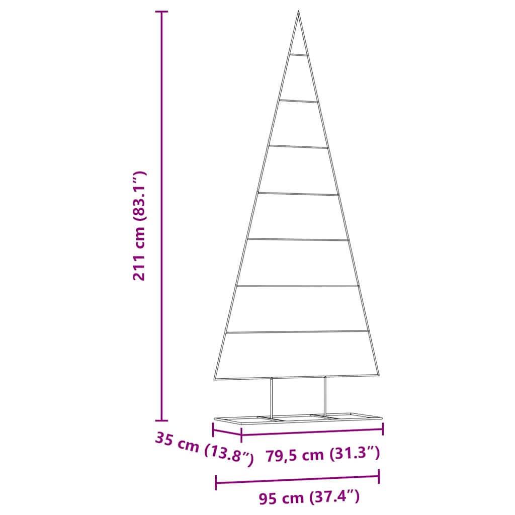 vidaXL Metal Christmas Tree with Stand Gold 211 cm Powder-coated steel